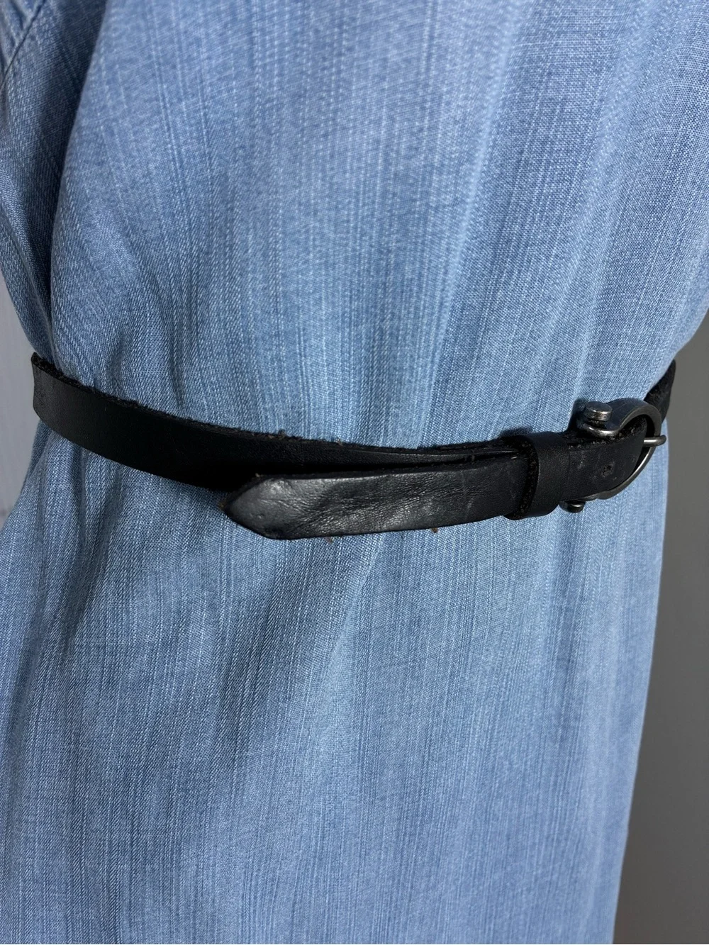 BDG Womens belt Black genuine Leather with gray hardware